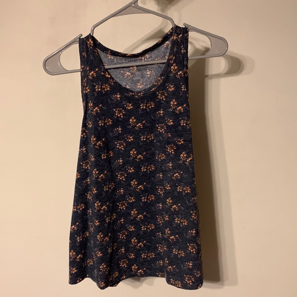 Blue Floral American Eagle Top